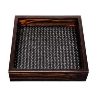Riviere Febe Large Square Ebony Herringbone Valet Tray | Kneen & Co