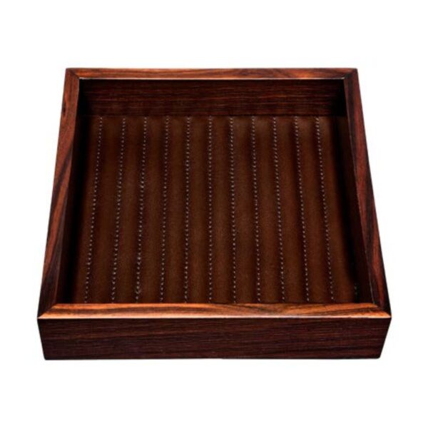 GB-Riviere-VT5-EP-Febe-Ebony-LinesSQR-ValetTray-Quilted-StripedLeather-MOKA-Frame-EBONY-LG-CUTOUT01-1200x1200-100KB Riviere Febe Large Square Ebony Lines Valet Tray | Kneen & Co