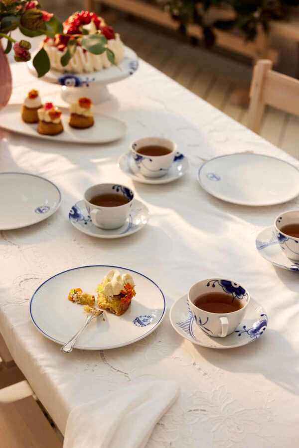 Royal Copenhagen Blueline Dinnerware set on table | Kneen & Co