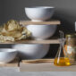 Royal Copenhagen White Fluted Dinnerware set bowls on table | Kneen & Co