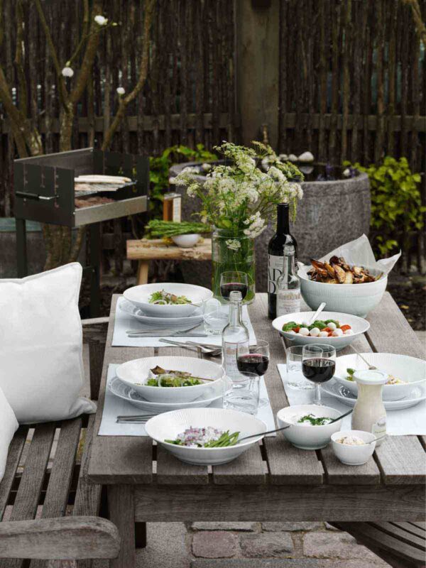 RC-WhiteFluted-DeepPlate-Bowls-1200w-100KB Royal Copenhagen White Fluted Dinnerware set on table | Kneen & Co