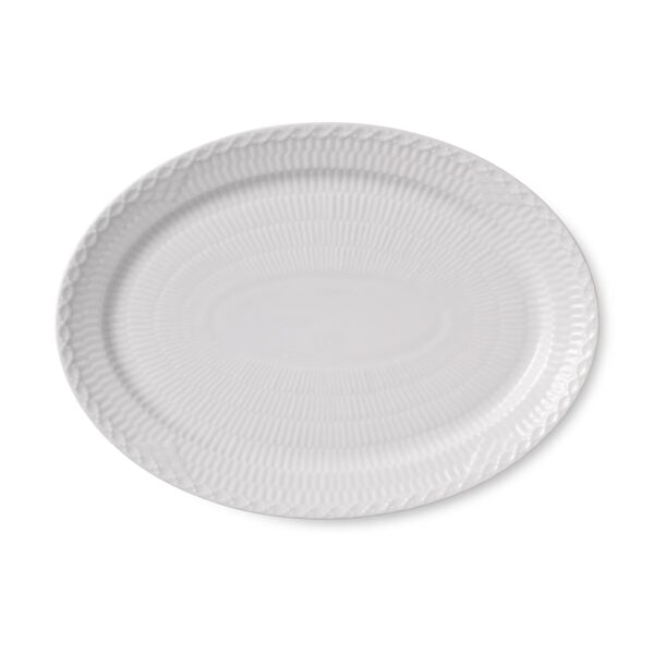 RoyalCopenhagen-1016792-White-Fluted-Hl-Plate-Oval-28cm-01-1200x1200-100KB Royal Copenhagen White Fluted Half Lace Oval Plate | Kneen & Co