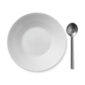 Royal Copenhagen White Fluted Wide Rim Bowl shown on table | Kneen & Co