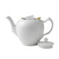 Royal Copenhagen White Fluted Half Lace Teapot shown on table | Kneen & Co
