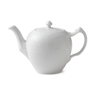 Royal Copenhagen White Fluted Half Lace Teapot | Kneen & Co
