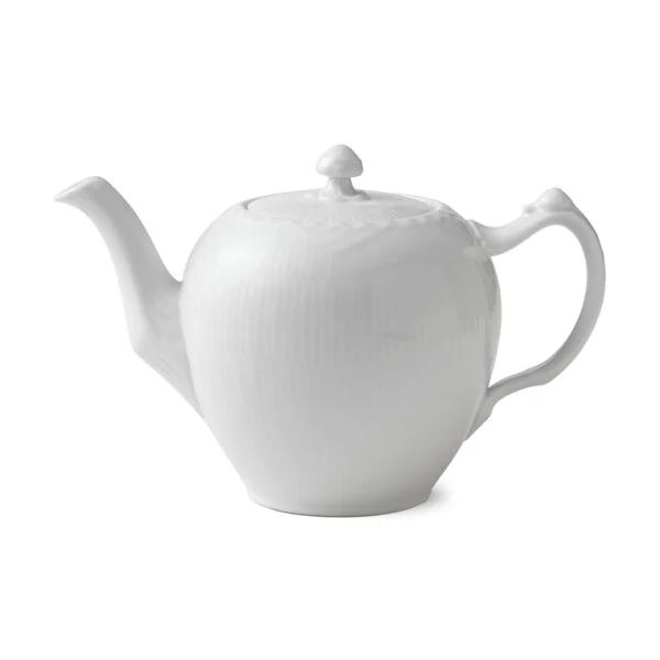 Royal Copenhagen White Fluted Half Lace Teapot | Kneen & Co