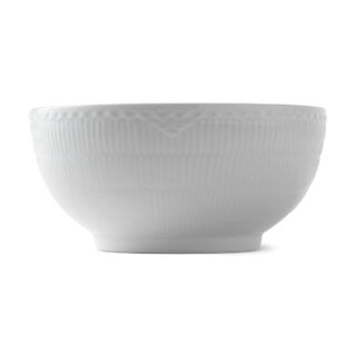 RoyalCopenhagen-1017290-WHITE-FLUTED-HL-BOWL-310CL-04-1200×1200-100KB Royal Copenhagen White Fluted Half Lace Large Serving Bowl shown on table | Kneen & Co