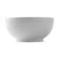 Royal Copenhagen White Fluted Half Lace Large Serving Bowl shown on table | Kneen & Co