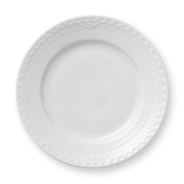 Royal Copenhagen White Fluted Half Lace Dessert Plate | Kneen & Co