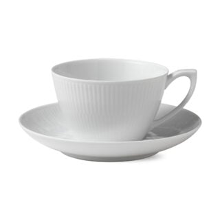 Royal Copenhagen White Fluted Teacup and Saucer | Kneen & Co