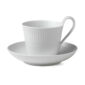 Royal Copenhagen White Fluted High Handle Cup and Saucer | Kneen & Co
