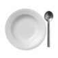 Royal Copenhagen White Fluted Deep Plate shown on table | Kneen & Co