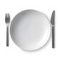 Royal Copenhagen White Fluted Deep Dinner Plate shown on table | Kneen & Co