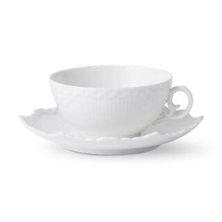 Royal Copenhagen White Fluted Full Lace Cup and Saucer | Kneen & Co