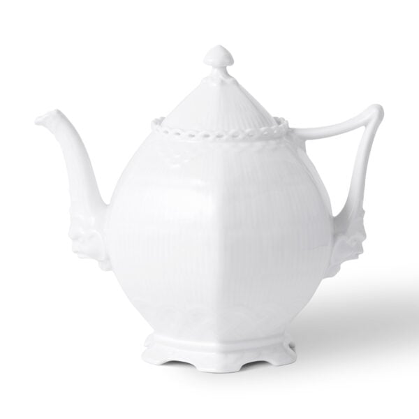 RoyalCopenhagen-1052693-White-Fluted-Fl-Teapot-100cl-01-1200x1200-100KB Royal Copenhagen White Fluted Full Lace Teapot | Kneen & Co