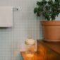 Saint-Louis Folia Portable Lamp White Wood and Crystal in bathroom | Kneen & Co