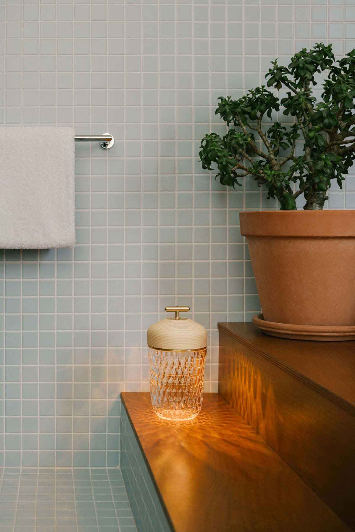 Saint-Louis Folia Portable Lamp White Wood and Crystal