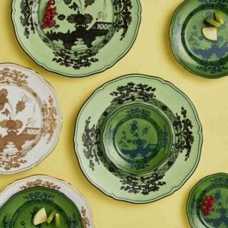 Ginori 1735 Oriente Italiano assorted dinnerware set on table | Kneen & Co