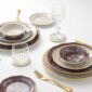 Ginori 1735 Oriente Italiano Meringa & Castanga Dinnerware set on table | Kneen & Co