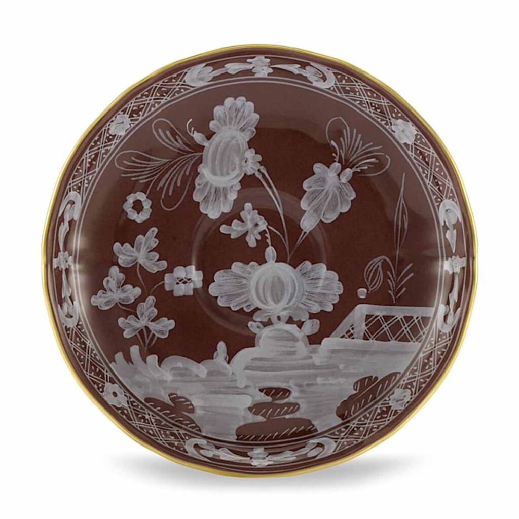 Ginori 1735 Oriente Italiano Castagna Coffee Saucer - Kneen & Co