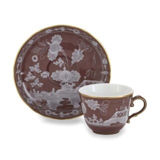 Ginori 1735 Oriente Italiano Castagna Coffee Cup with Saucer | Kneen & Co