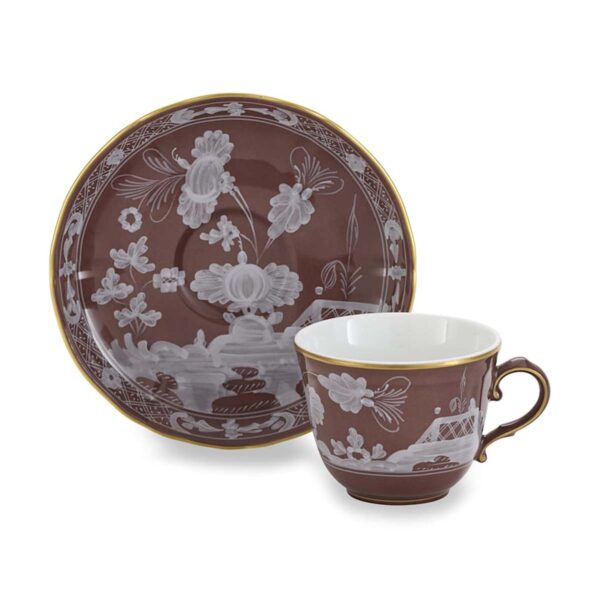 GINORI-OrienteItal-CASTAGNA-003RG00-FTZ301010120G00135800-2-1200x1200-100KB Ginori 1735 Oriente Italiano Castagna Coffee Cup with Saucer | Kneen & Co