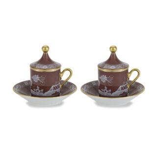 Ginori 1735 Oriente Italiano Castagna Coffee Cup – Set of 2 | Kneen & Co