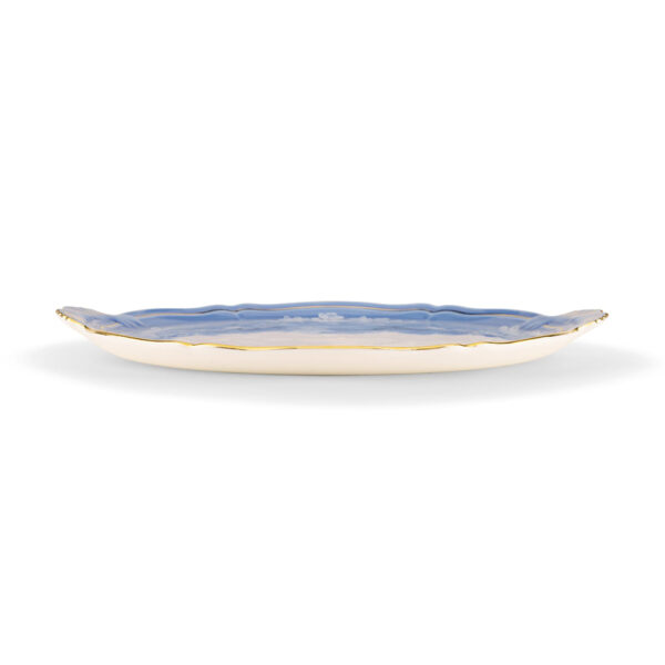 GINORI-OrienteItal-PREVINCA-003RG00-FCT910010305G00124400-3-1200x1200-100KB Ginori 1735 Oriente Italiano Pervinca Cake Plate shown on table | Kneen & Co
