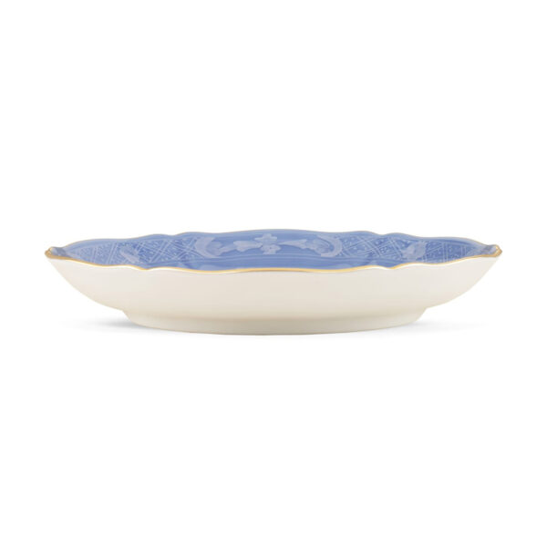GINORI-OrienteItal-PREVINCA-003RG00-FPT401010150G00124400-3-1200x1200-100KB Ginori 1735 Oriente Italiano Pervinca Tea Saucer shown on table | Kneen & Co
