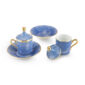 Ginori 1735 Oriente Italiano Pervinca Coffee Cup – Set of 2 shown on table | Kneen & Co