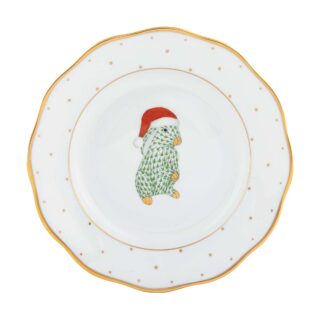 Herend Christmas Santa Bunny Dessert Plate | Kneen & Co