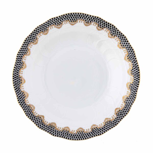 Herend Fish Scale Black Dessert Plate | Kneen & Co