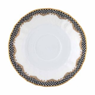 Herend Fish Scale Black Canton Saucer | Kneen & Co