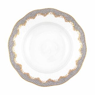 Herend Fish Scale Grey Rim Soup Plate | Kneen & Co