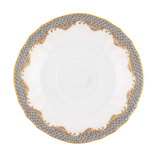 Herend Fish Scale Grey Canton Saucer | Kneen & Co