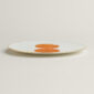 Hermès Kaorumi Dessert Plate – Orange shown on table | Kneen & Co