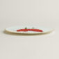 Hermès Kaorumi Dessert Plates Red – Set of 6 shown on table | Kneen & Co