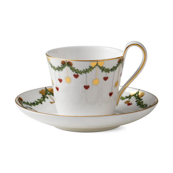 RoyalCopenhagen-1017438-STAR-FLUTED-CUP+SAUCER-27CL-01-1200x1200-100KB Royal Copenhagen Star Fluted Christmas High Handle Cup | Kneen & Co