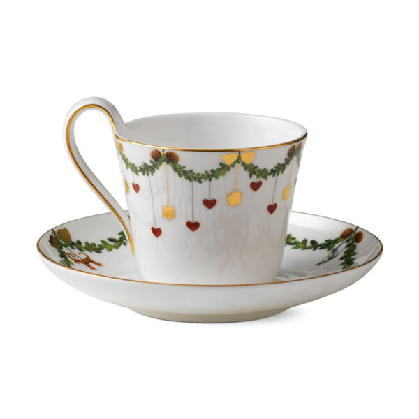 RoyalCopenhagen-1017438-STAR-FLUTED-CUP+SAUCER-27CL-02-1200x1200-100KB Royal Copenhagen Star Fluted Christmas High Handle Cup | Kneen & Co