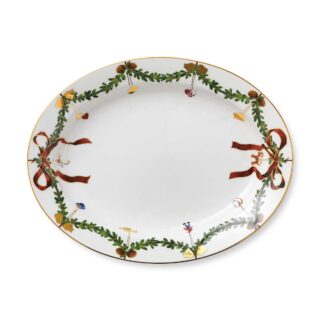 Royal Copenhagen Star Fluted Christmas Oval Serving Dish | Kneen & Co