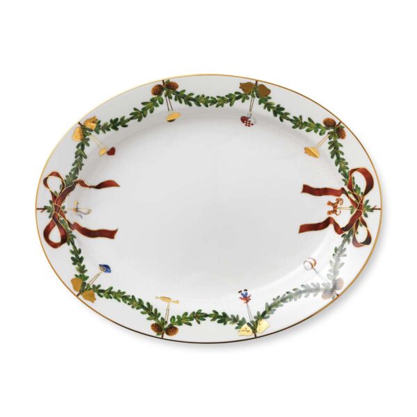 Royal Copenhagen Star Fluted Christmas Oval Serving Dish | Kneen & Co