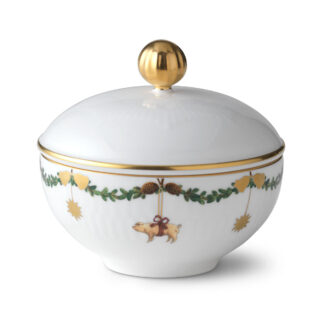 Royal Copenhagen Star Fluted Christmas Sugar Bowl with Lid | Kneen & Co