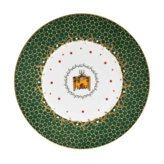 Bernardaud Noël Green Fireplace Dessert Plate | Kneen & Co