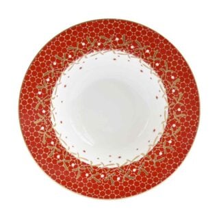 Bernardaud Noël Rouge Deep Rim Soup Plate | Kneen & Co