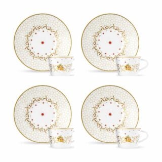 Bernardaud Noël Coffe Cup and Saucer - Set of 4 | Kneen & Co