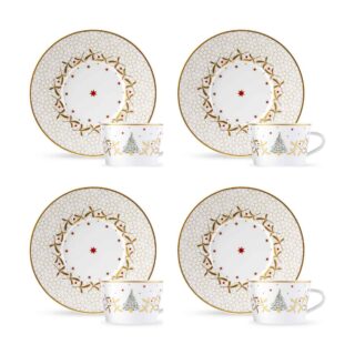 Bernardaud Noël Tea Cup and Saucer - Set of 4 | Kneen & Co