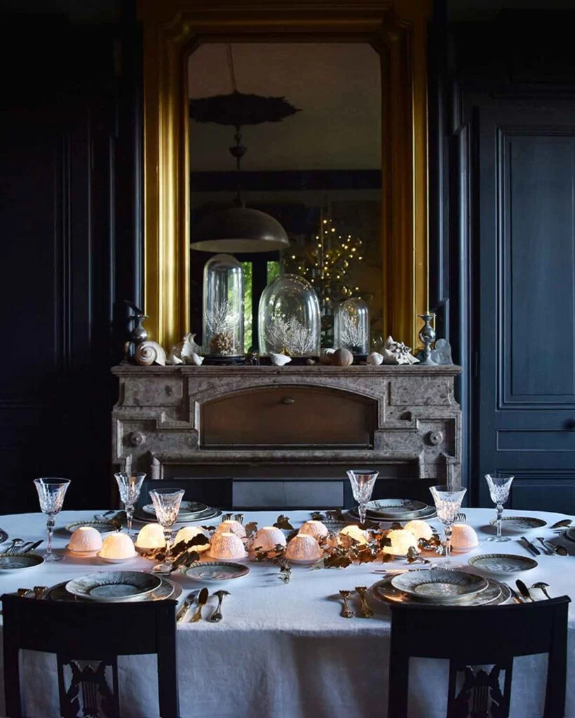 Bernardaud Votive Lights set on evening table | Kneen & Co