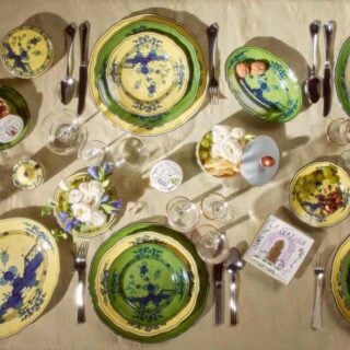 Ginori 1735 Oriente Italiano assorted dinnerware set on table | Kneen & Co