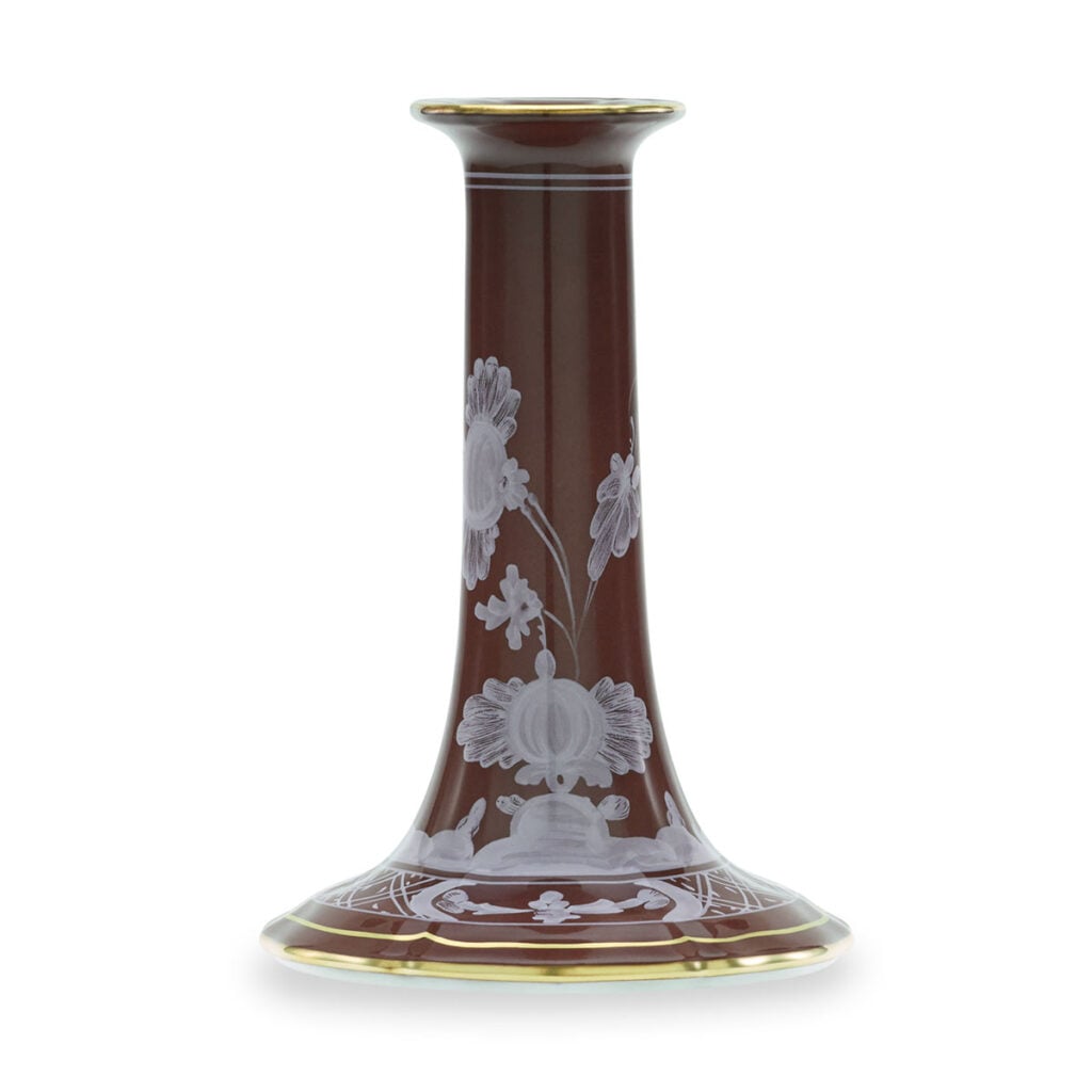 Ginori 1735 Oriente Italiano Castagna Candle Holder - Kneen & Co