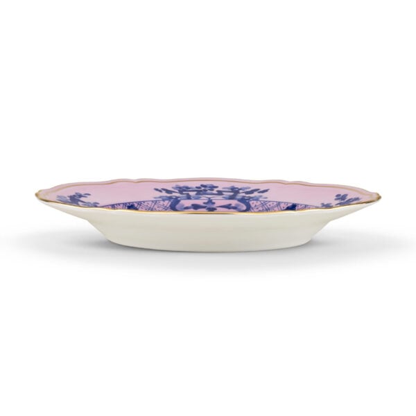 GINORI-OrienteItal-AZALEA-003RG00-FPT110010210G00124500-3-1200x1200-100KB Ginori 1735 Oriente Italiano Azalea Flat Dessert Plate shown on table | Kneen & Co